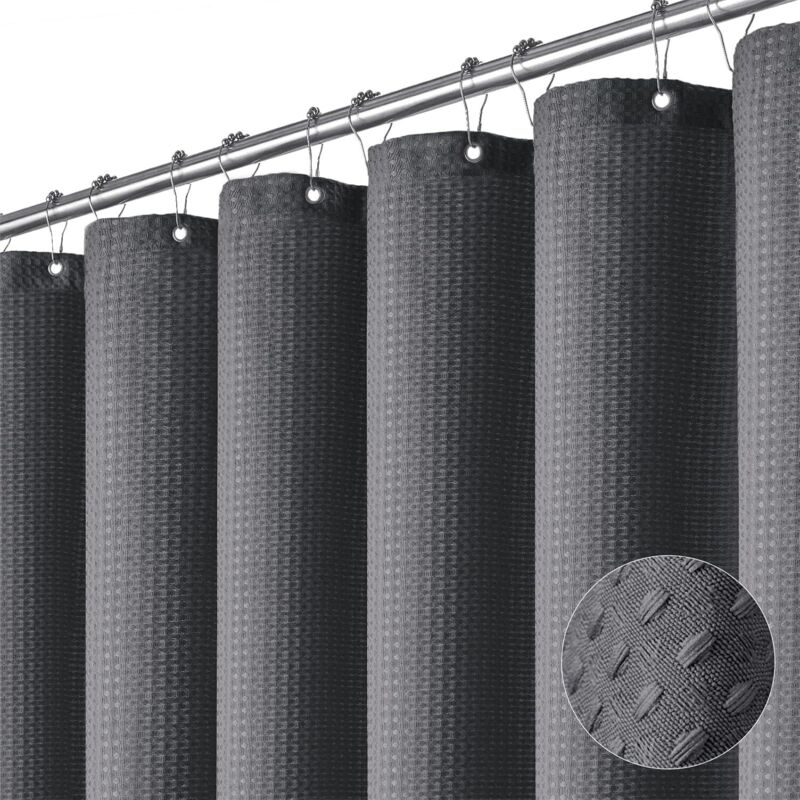 Dicker Duschvorhang aus Stoff, luxuriöser Duschvorhang fürs Badezimmer, 1,5 m x 2 m, grau