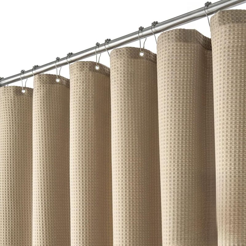 Dicker Duschvorhang aus Stoff, luxuriöser Duschvorhang fürs Badezimmer, 1,5 m x 2 m, Khaki