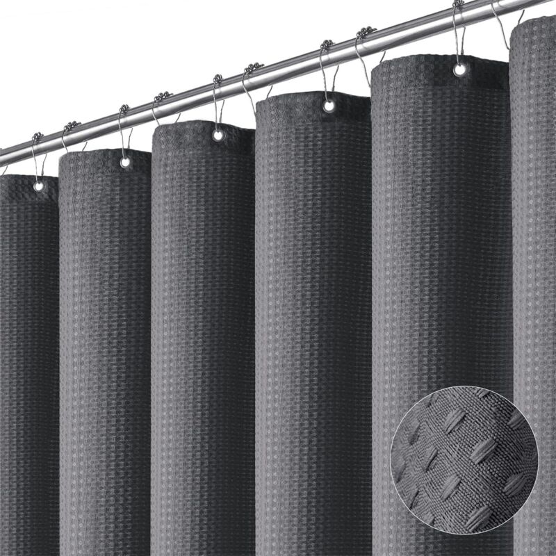 Dicker Duschvorhang aus Stoff, luxuriöser Duschvorhang fürs Badezimmer, 1,8 m x 2 m, grau