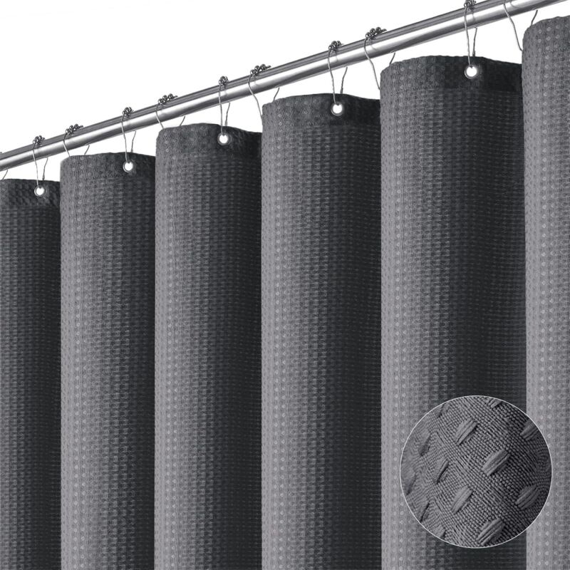 Dicker Duschvorhang aus Stoff, luxuriöser Duschvorhang fürs Badezimmer, 2 m x 1,8 m, grau