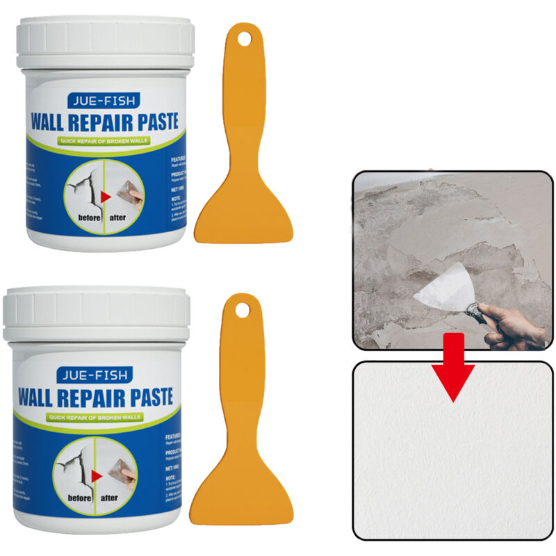 2 Stück Wandreparaturpaste, abblätternde, fleckenabweisende Beschichtung, feuchtigkeitsbeständige Wandfarbe, Rissreparatur, 100 g.