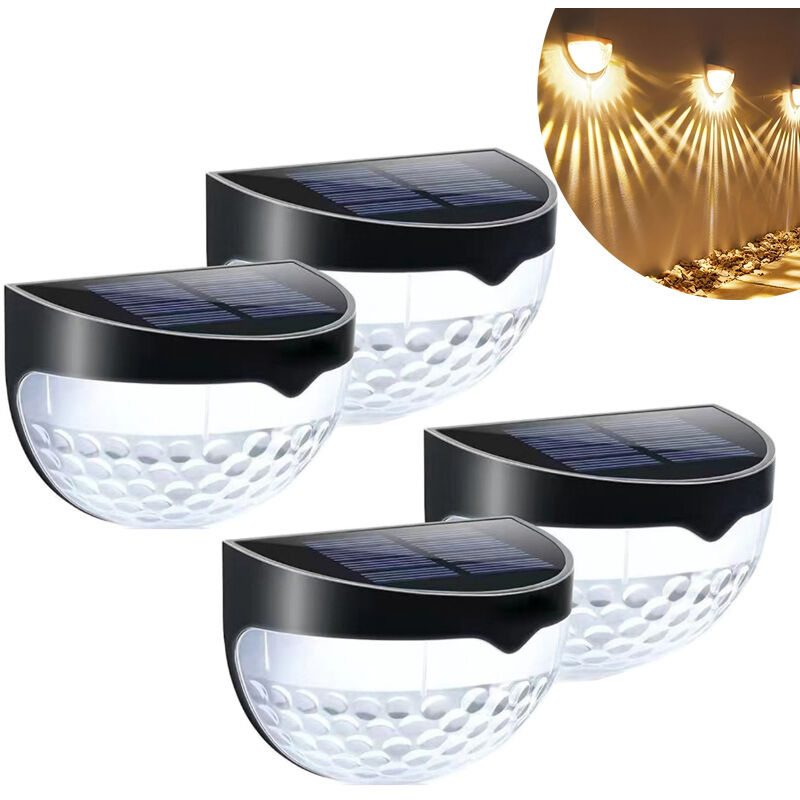 4er-Pack Solar-Brückenleuchten, Solar-Wandleuchten, wasserdichte Außenbeleuchtung, Zaunlampen für Garten und Weihnachtsdekoration