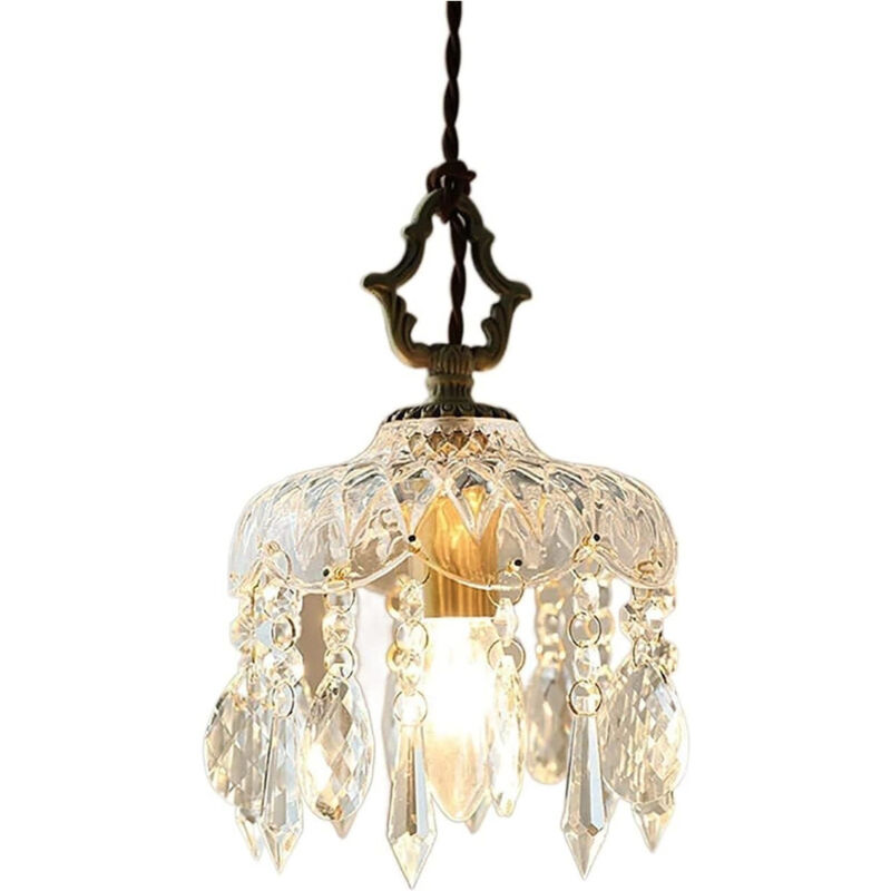 AUTRUCKER Moderne Deckenleuchten, französische Messing-Kronleuchter, Vintage-Kristall-Kronleuchter, Kronleuchter mit transparentem Glasschirm, warmes