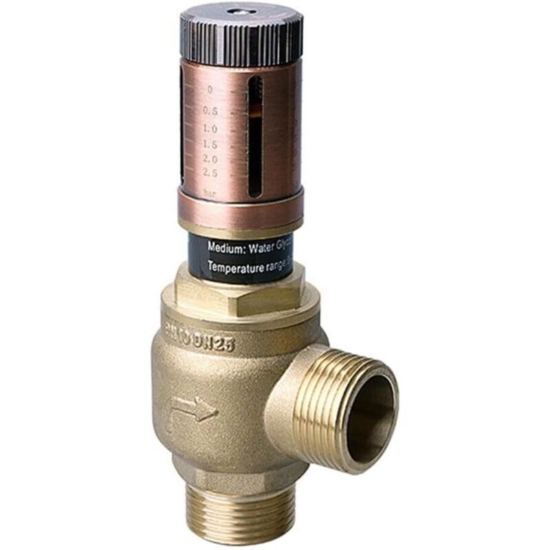 Differenzdruck Bypassventil für Fußbodenheizung Wärmepumpe Kesselanlage Messing Hydraulisches Ausgleichsventil mit 360° Skala Gewinde 33mm Höhe 155mm