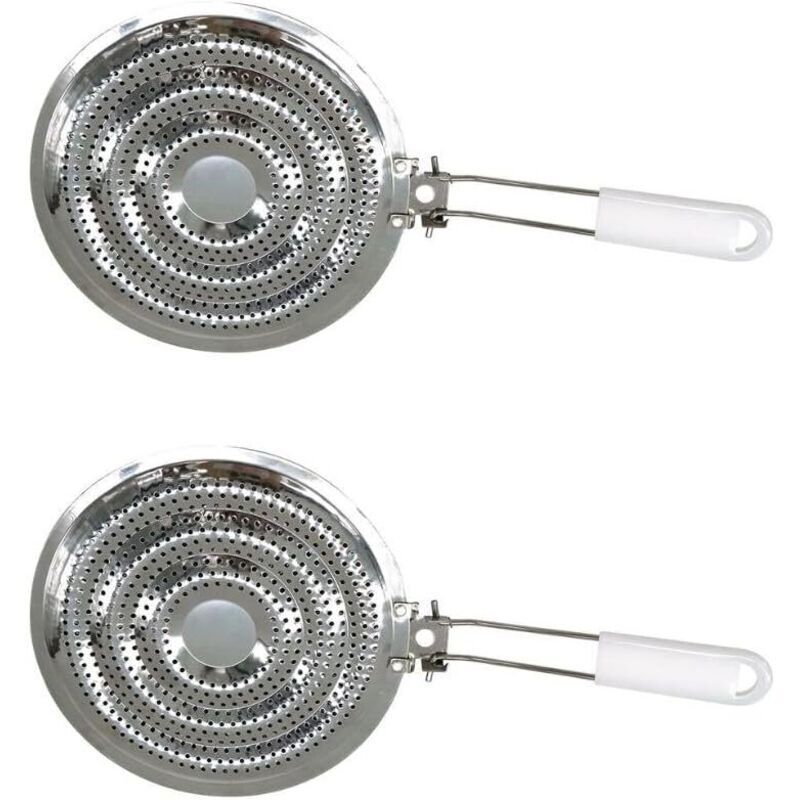 Hitzeverteiler für Kochfeld, Zubehör für Gasherde, 2er-Set, weiß, Edelstahl, 20,5 cm