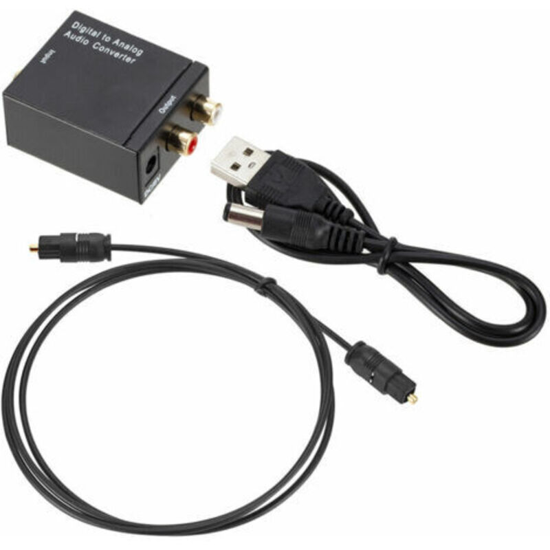 Digital-Analog-Audio-Wandler, optischer Audio-zu-Cinch-Audio-Umschalter, Toslink-Koaxial-AV-Umschaltbox, Schwarz, thsinde
