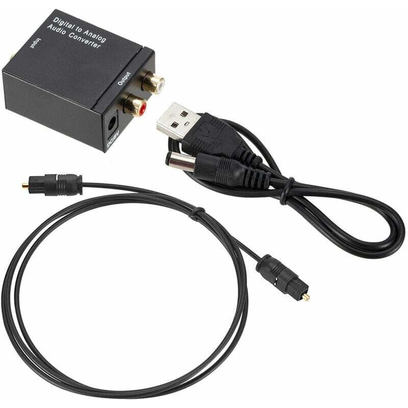 Convertidor de audio digital a analógico, caja de conmutación de audio óptico a RCA, caja selectora de conmutador AV coaxial Toslink, color negro
