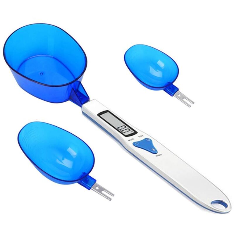 Digitale Küchenwaage mit 3 Messlöffeln zum Abwiegen von flüssigen und trockenen Zutaten, Milchtee, Mehl, Gewürzen, Medikamenten, 1,1 lb / 500 g (0,1