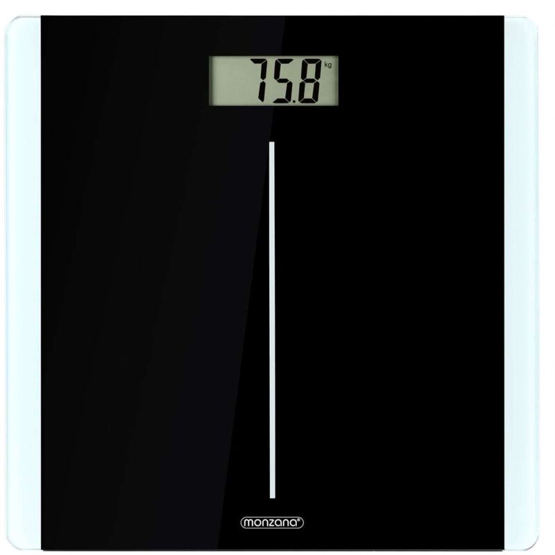 Personenwaage Digital Körper Waage 180kg schwarz hochpräzises DMS-Sensorsystem lcd Display gehärtetes Sicherheitsglas Automatische Abschaltfunktion