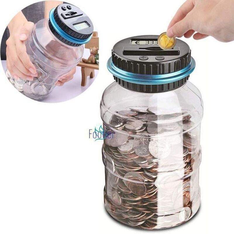 Digitale Spardose, elektronische Spardose mit LCD-Bildschirm, 1,5-Liter-Spardose für Erwachsene und Kinder, große elektrische Spardose
