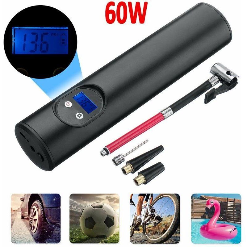 Digitaler Reifenfüller, automatische Luftkompressorpumpe, tragbar, kabellos, LCD-Display (Grau, Schwarz, kabellos)