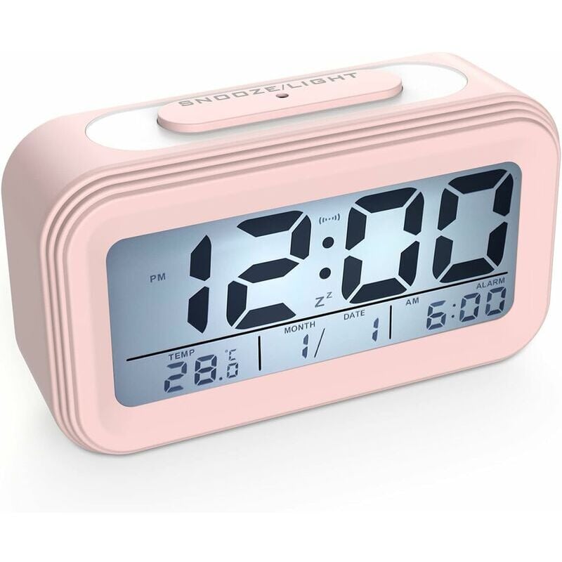 Alovez - Digitaler Wecker, Digitaluhr, batteriebetrieben, geräuschloser Wecker für Kinder und Erwachsene, großes LED-Display, Temperaturkalender,