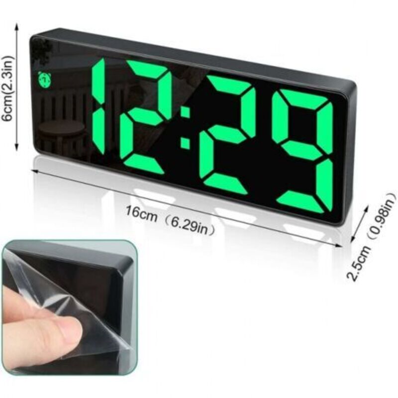 Digitaler Wecker, Großes LED-Display, Spiegeloberflächenuhr mit Schlummerfunktion und USB-Ladeanschluss, Helligkeit einstellbarer Wecker für