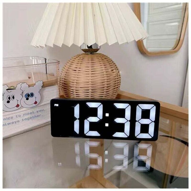 Digitaler Wecker, Nachttischwecker mit großem LED-Display, nicht tickender USB-/batteriebetriebener Wecker mit Temperatur, Schlummerfunktion, Datum,