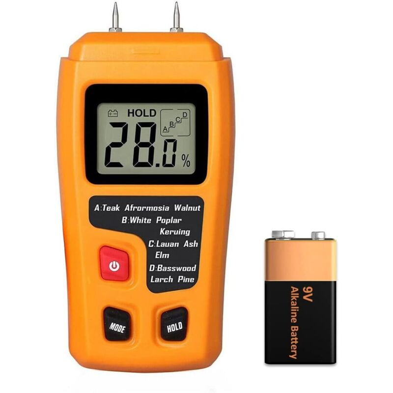 Digitales Holzfeuchtemessgerät, Wasserleckdetektor für Brennholz, Luftfeuchtigkeit, LCD-Bildschirm für Holzscheite, Beton, Putz, Ziegel, Papier,