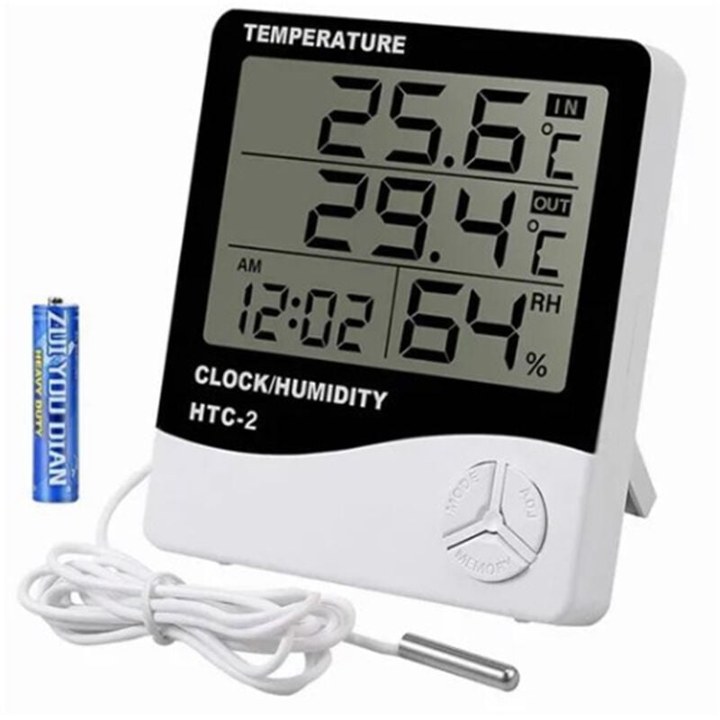 Digitales Hygrometer-Thermometer zur Überwachung von Temperatur und Luftfeuchtigkeit im Haushalt mit externer, wasserdichter Sonde für den Innen- und