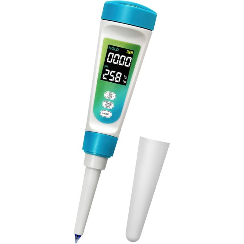 Digitales pH-Messgerät Lebensmittel hohe Genauigkeit 0,01, mit LCD-Hintergrundbeleuchtung für Lebensmittel, Fleisch, Käse, halbfeste Böden und Wasser