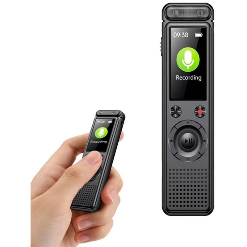 Diktiergerät, 64 GB Speicher, Passwort-Entsperrung, mit MP3-Player, USB-Diktiergerät, für Meetings und Interviews, Diktiergerät, Spionage-Diktiergerät