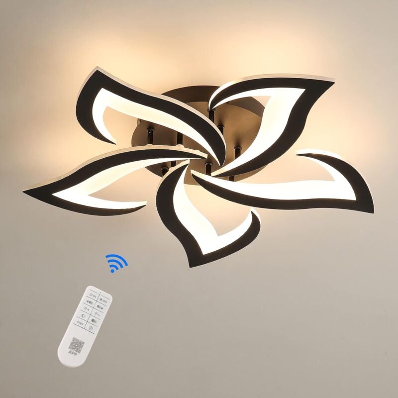 Comely - Dimmbare LED-Deckenleuchte, 40W 3500LM Moderne Deckenleuchte mit Fernbedienung, kreatives Blütenblatt-Design, Acryl-Deckenleuchte für