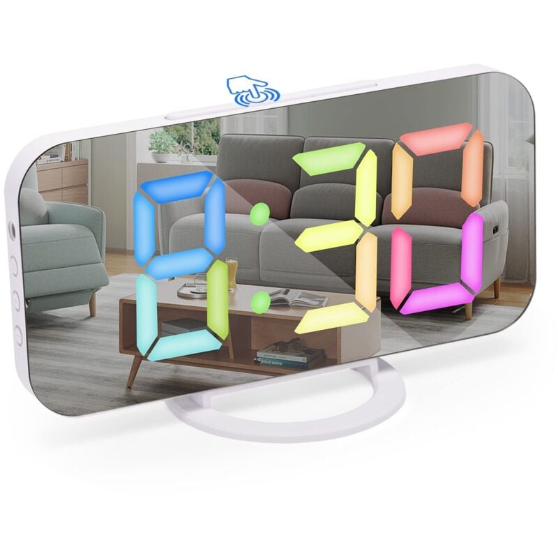 Dimmbarer Wecker mit LED-Anzeige, Digitaluhr, Digitaler Wecker mit Farbschriftarten, Alarm, Schlummerfunktion, Nachttischuhr, Schlafzimmerdekoration