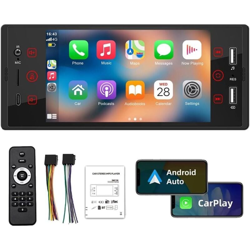 Din Autoradio Auto Audio Stereo Bluetooth Autoradio USB AUX FM Radio Unterstützung Rückfahrkamera und Lenkradfernbedienung