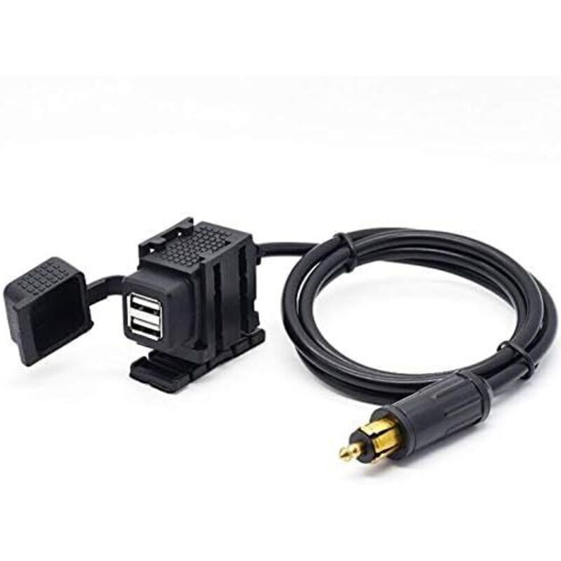 DIN Hella Dual-USB-Motorradladegerät, Netzteil 2,1 A mit 1,8 m Kabel für Handy / iPhone / GPS-Navigationsgerät