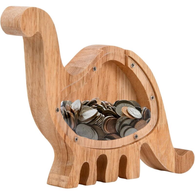 Dinosaurier-Spardose aus Holz, personalisierte Tier-Spardose als Geschenk und Dekoration