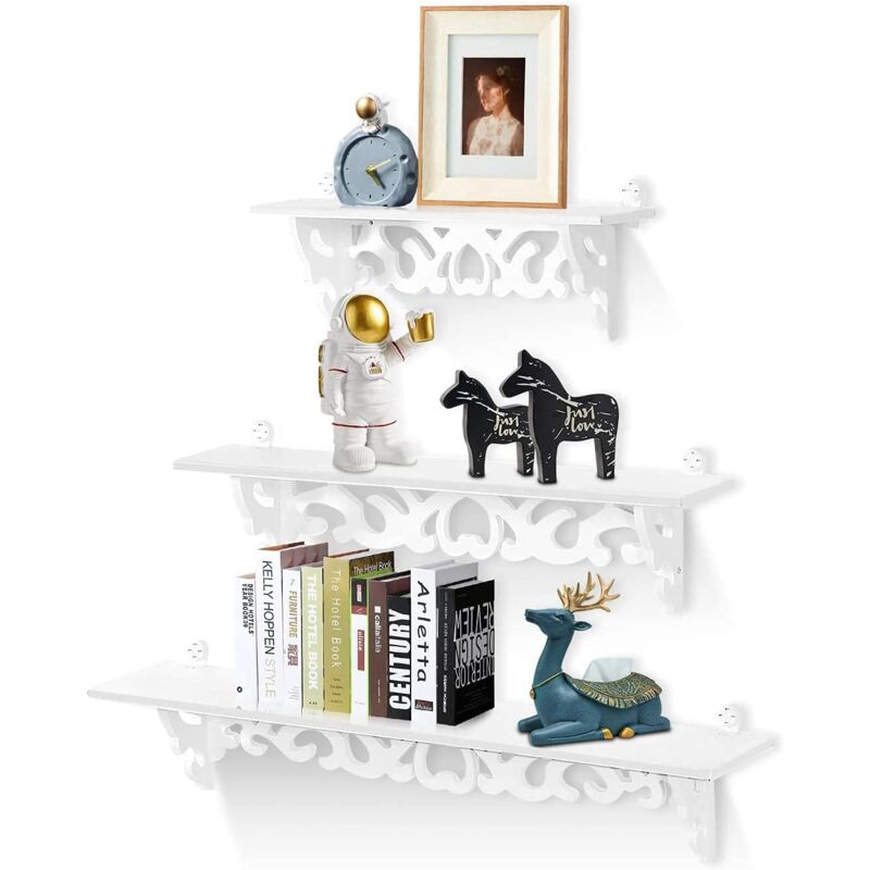 Rosvola - Dioche Wandregal,Display Wandregal Lagerregal 3er-Set Shabby Floating Wall Regale Bücherregal Vintage Dekoregal Schweberegal Wandregal Holz