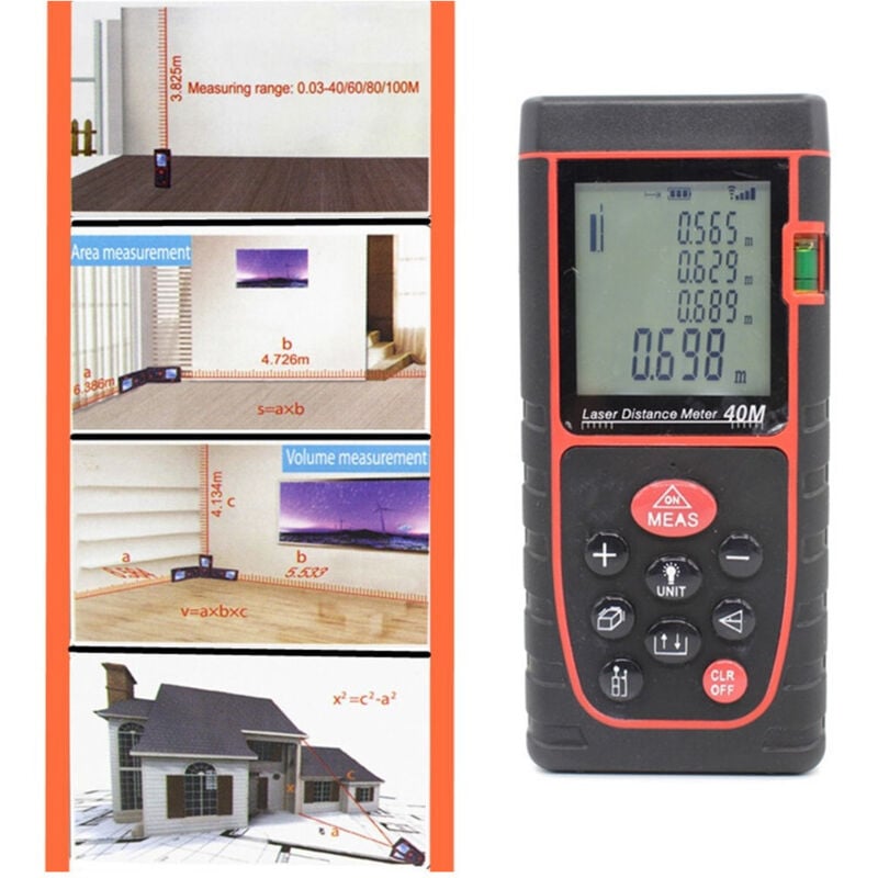 Trade Shop Traesio - Trade Shop - Entfernungsmesser Ultraschall-Laserpointer LCD-Display misst 40 m -