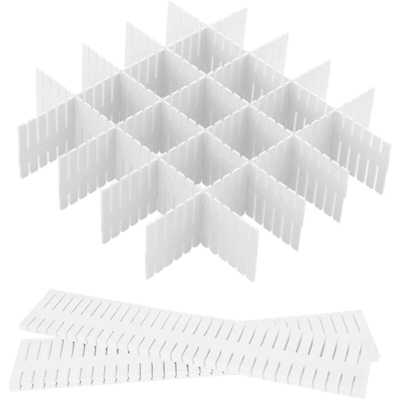 Fitags - Schubladenteiler, verstellbarer Schubladen-Organizer, Schubladenteiler für Unterwäsche, Socken, Kosmetik, Bürobedarf, weiß, Größe: 40,5 x 7