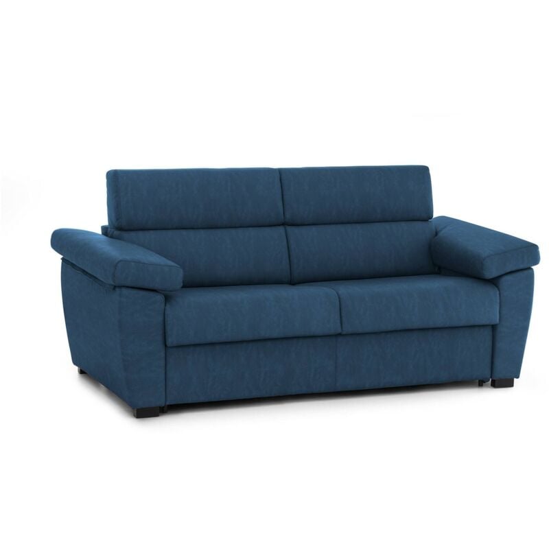 2-Sitzer Schlafsofa Seui, Schlafsofa fürs Wohnzimmer, gepolstert, abnehmbar, 100 % Made in Italy-Qualität, 185x95 h100 cm, Blau - Dmora