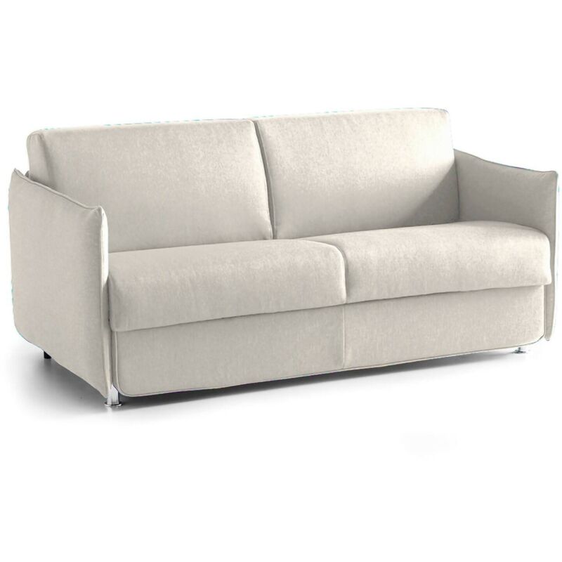 2-Sitzer Schlafsofa Trissino, Schlafsofa fürs Wohnzimmer, gepolstert, abnehmbar, 100 % Made in Italy-Qualität, 180x95 h90 cm, Beige - Dmora