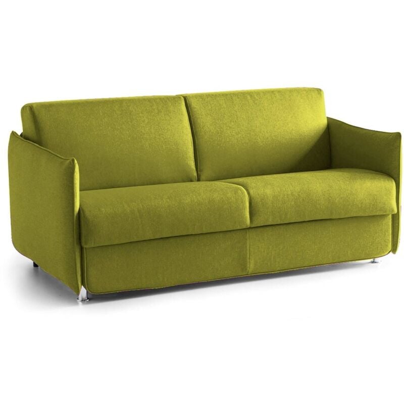 2-Sitzer Schlafsofa Trovo, Schlafsofa fürs Wohnzimmer, gepolstert, abnehmbar, 100 % Made in Italy-Qualität, 180x95 h90 cm, Grün - Dmora