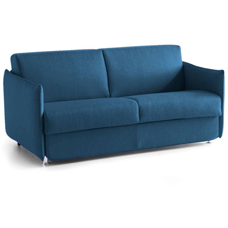 2-Sitzer Schlafsofa Violante, Schlafsofa fürs Wohnzimmer, gepolstert, abnehmbar, 100 % Made in Italy-Qualität, 160x95 h90 cm, Blau - Dmora