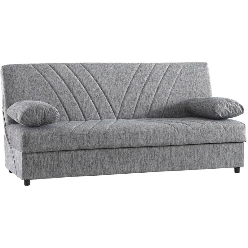 Schlafsofa Ramon, 3-Sitzer-Container-Schlafsofa mit 2 Kissen inklusive, Wohnzimmersofa aus gepolstertem Stoff mit Klick-Klack-Öffnung, Cm 181x81h88,