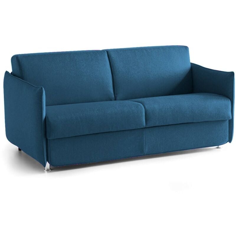 3-Sitzer Schlafsofa Gravere, Schlafsofa fürs Wohnzimmer, gepolstert, abnehmbar, 100 % Made in Italy-Qualität, 200x95 h90 cm, Blau - Dmora