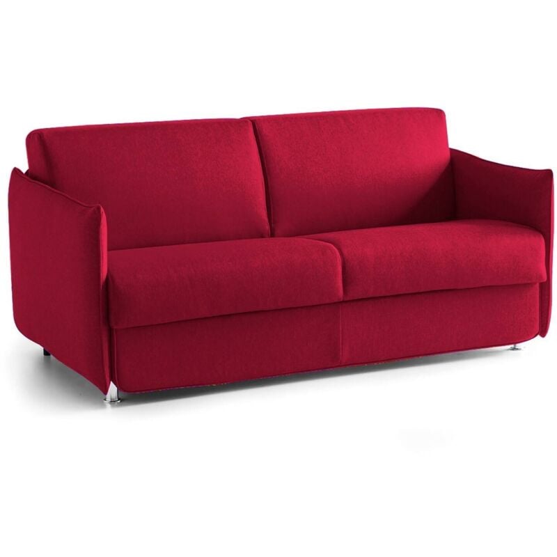 3-Sitzer Schlafsofa Petronia, Schlafsofa fürs Wohnzimmer, gepolstert, abnehmbar, 100 % Made in Italy-Qualität, 200x95 h90 cm, Rot - Dmora