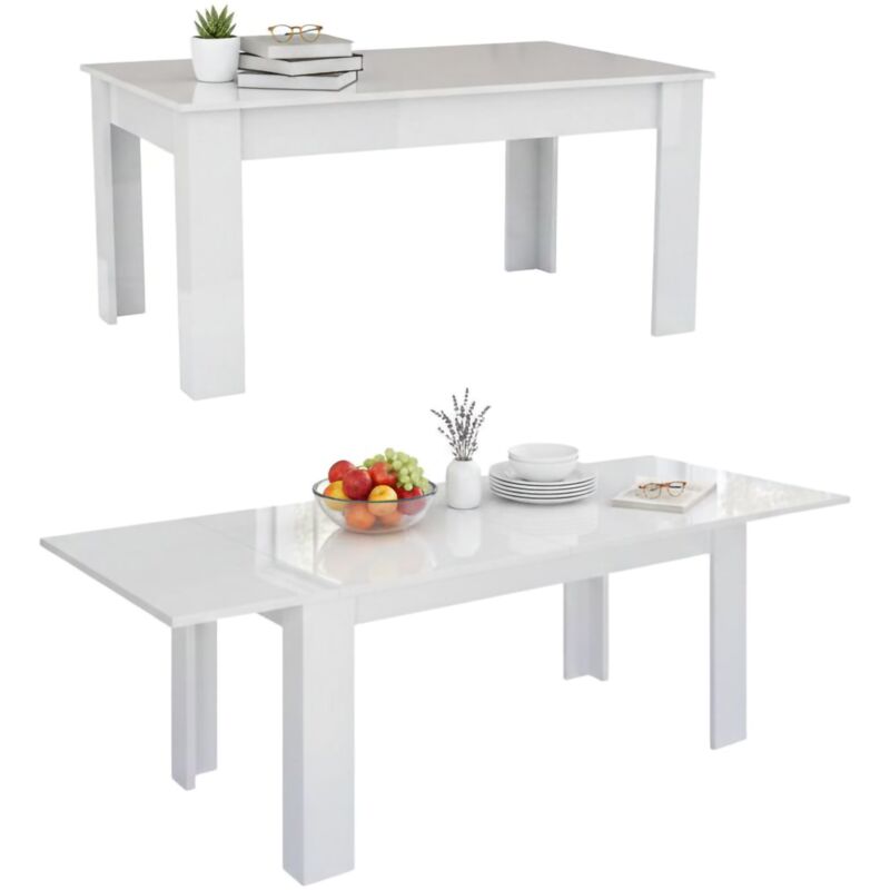 Ausziehbarer Esstisch Dkofle, Ausziehbare Konsole für bis zu 10 Sitzplätze, ausziehbare Konsole 100 % Made in Italy, cm 140/190x90h75, glänzend weiß