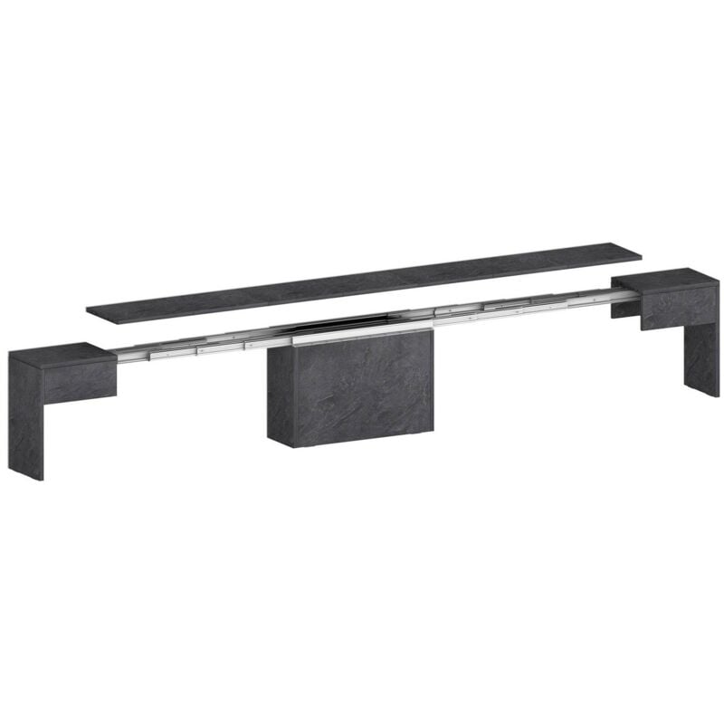 Dmora - Bank Ubertino, Sitzfläche für Esstisch, Einzelne ausziehbare Bank, 290x25x45 cm, Schiefer