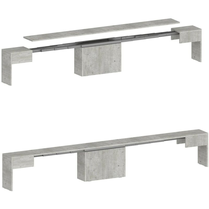 Bank Ubertino, Sitzfläche für Esstisch, Einzelne ausziehbare Bank, 290x25x45 cm, Zement - Dmora