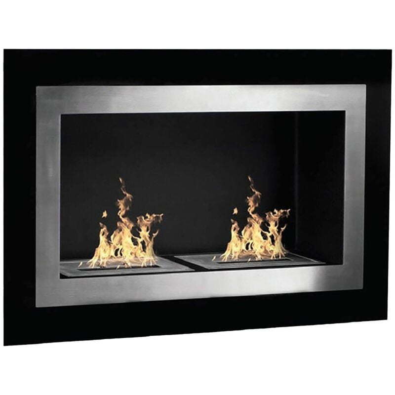 Bioethanol-Kamin Adro, Ökologischer Kamin, Rauchfreies Feuer, Heizung mit Ethanol, Made in Italy, 90x17 h39 cm, Schwarz - Dmora