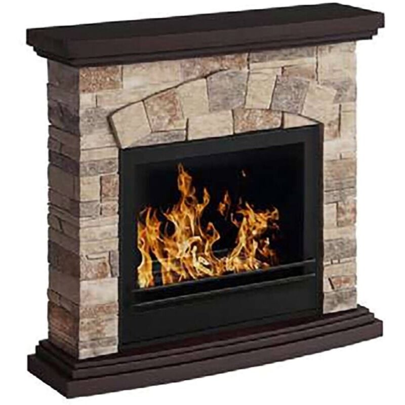 Bioethanol-Kamin Ailoche, Ökologischer Kamin, Rauchfreies Feuer, Heizung mit Ethanol, Made in Italy, 93x28 h85 cm, Beige - Dmora