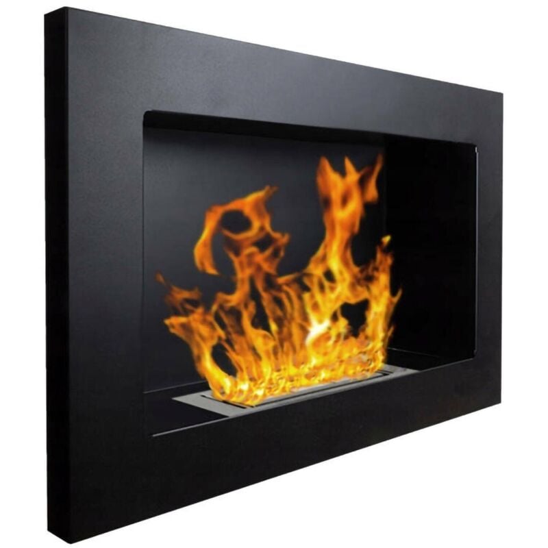Dmora - Bioethanol-Kamin Airuno, Ökologischer Kamin, Rauchfreies Feuer, Heizung mit Ethanol, Made in Italy, 65x12 h40 cm, Schwarz