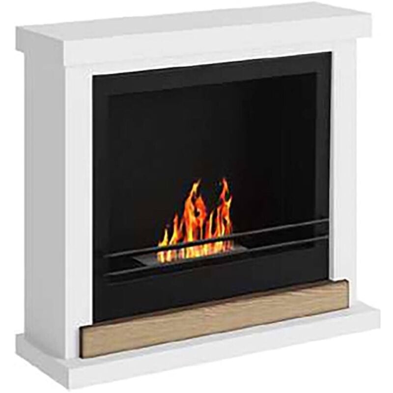 Bioethanol-Kamin Arenzano, Ökologischer Kamin, Rauchfreies Feuer, Heizung mit Ethanol, Made in Italy, 75x24 h68 cm, Weiß - Dmora