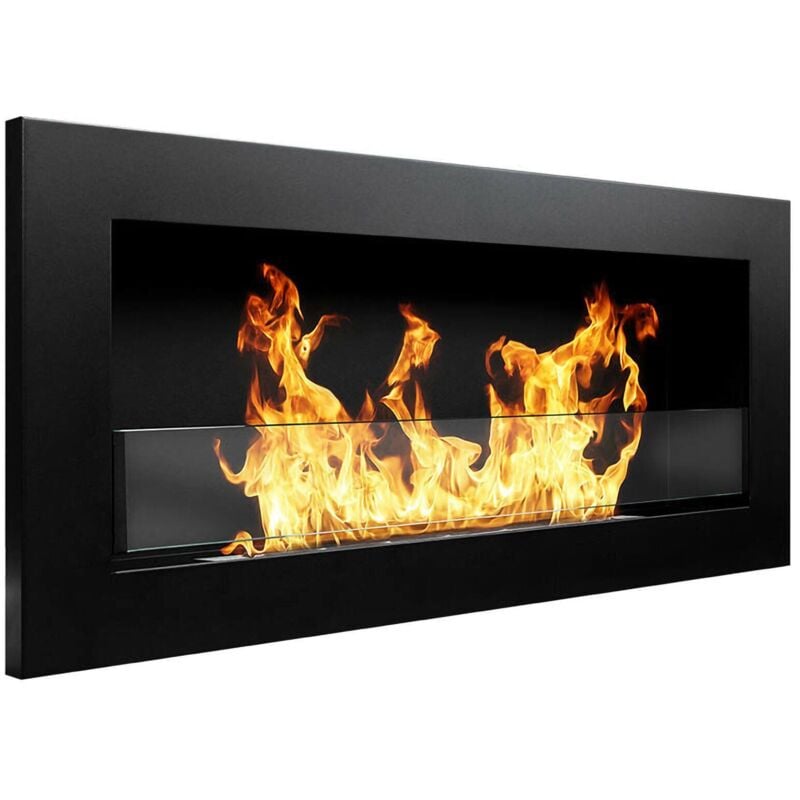 Bioethanol-Kamin Coprincipi, Ökologischer Kamin, Rauchfreies Feuer, Heizung mit Ethanol, Made in Italy, 12x90 h40 cm, Schwarz - Dmora