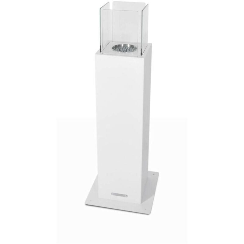 Bioethanol-Kamin Dsimoncell, Ökologischer Kamin, Rauchfreies Feuer, Heizung mit Ethanol, Made in Italy, 20x20 h70 cm, Weiß - Dmora