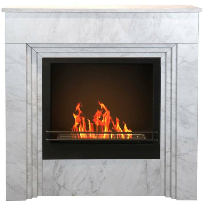Bioethanol-Kamin Dstephanesing, Ökologischer Kamin, Rauchfreies Feuer, Heizung mit Ethanol, Made in Italy, 96x35 h96 cm, Weiß - Dmora