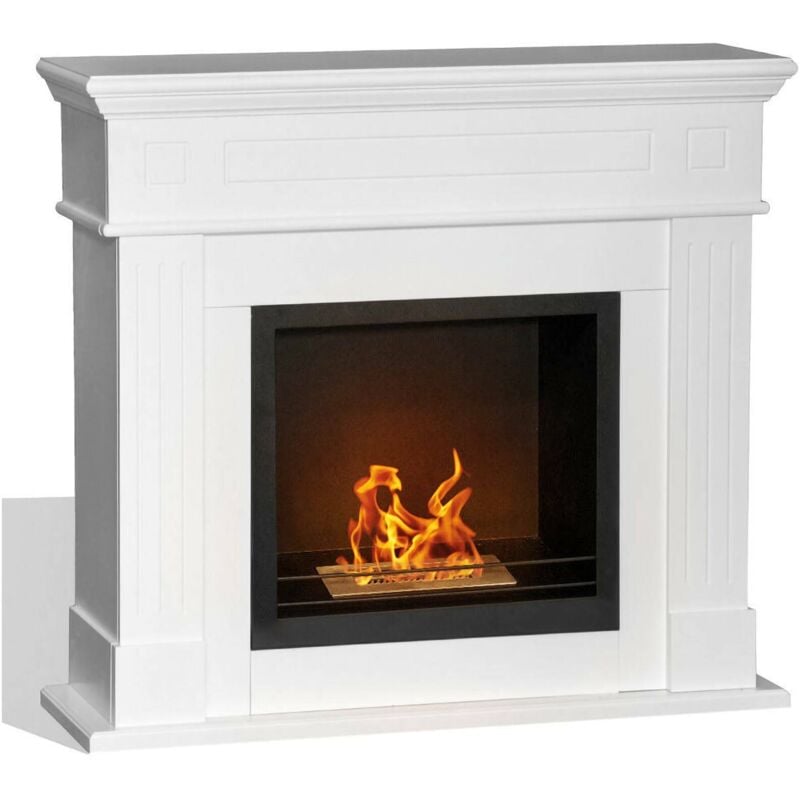 Dmora - Bioethanol-Kamin Dstivanell, Ökologischer Kamin, Rauchfreies Feuer, Heizung mit Ethanol, Made in Italy, 110x37 h102 cm, Weiß