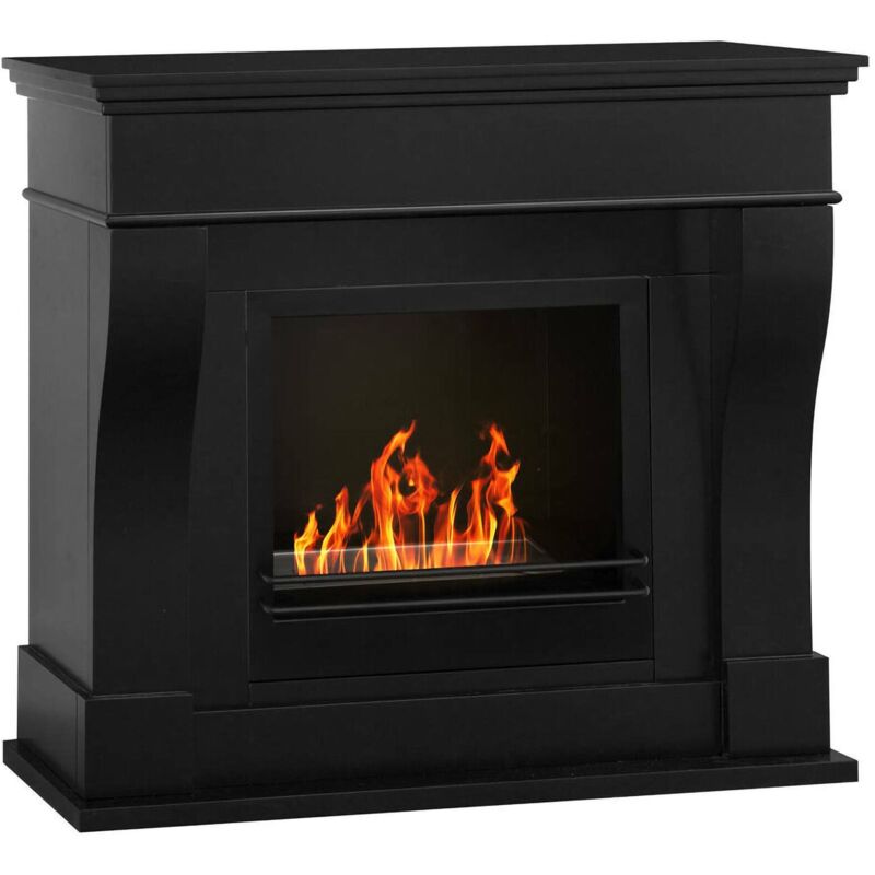 Bioethanol-Kamin Dstramaccion, Ökologischer Kamin, Rauchfreies Feuer, Heizung mit Ethanol, Made in Italy, 111x43 h99 cm, Schwarz - Dmora