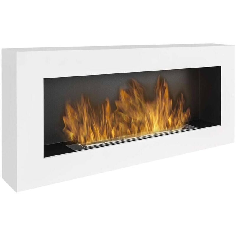 Bioethanol-Kamin Zagreb, Ökologischer Kamin, Rauchfreies Feuer, Heizung mit Ethanol, Made in Italy, 12x90 h40 cm, Weiß - Dmora